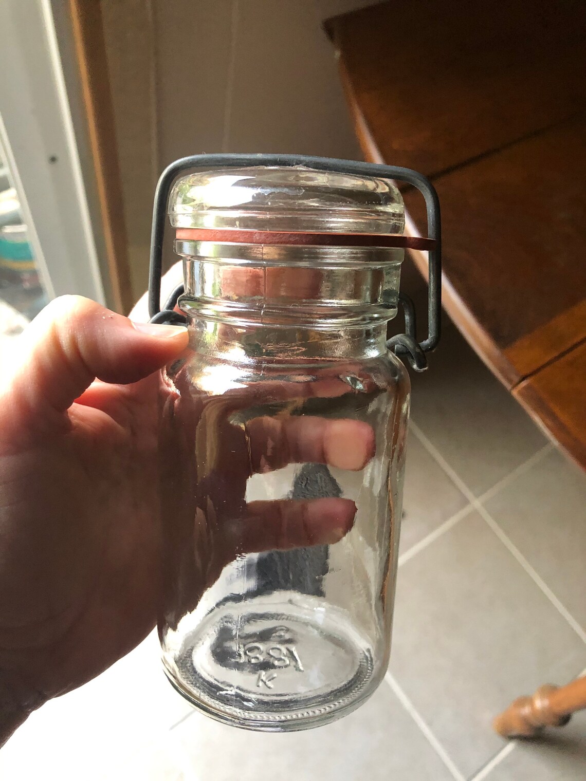 Vintage Small Canning Jar With Glass Lid Etsy
