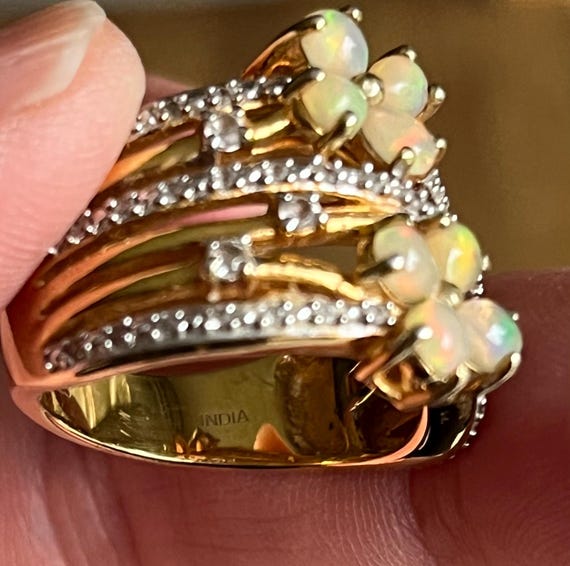 Opal Flowers Statement Cocktail  ring - image 4
