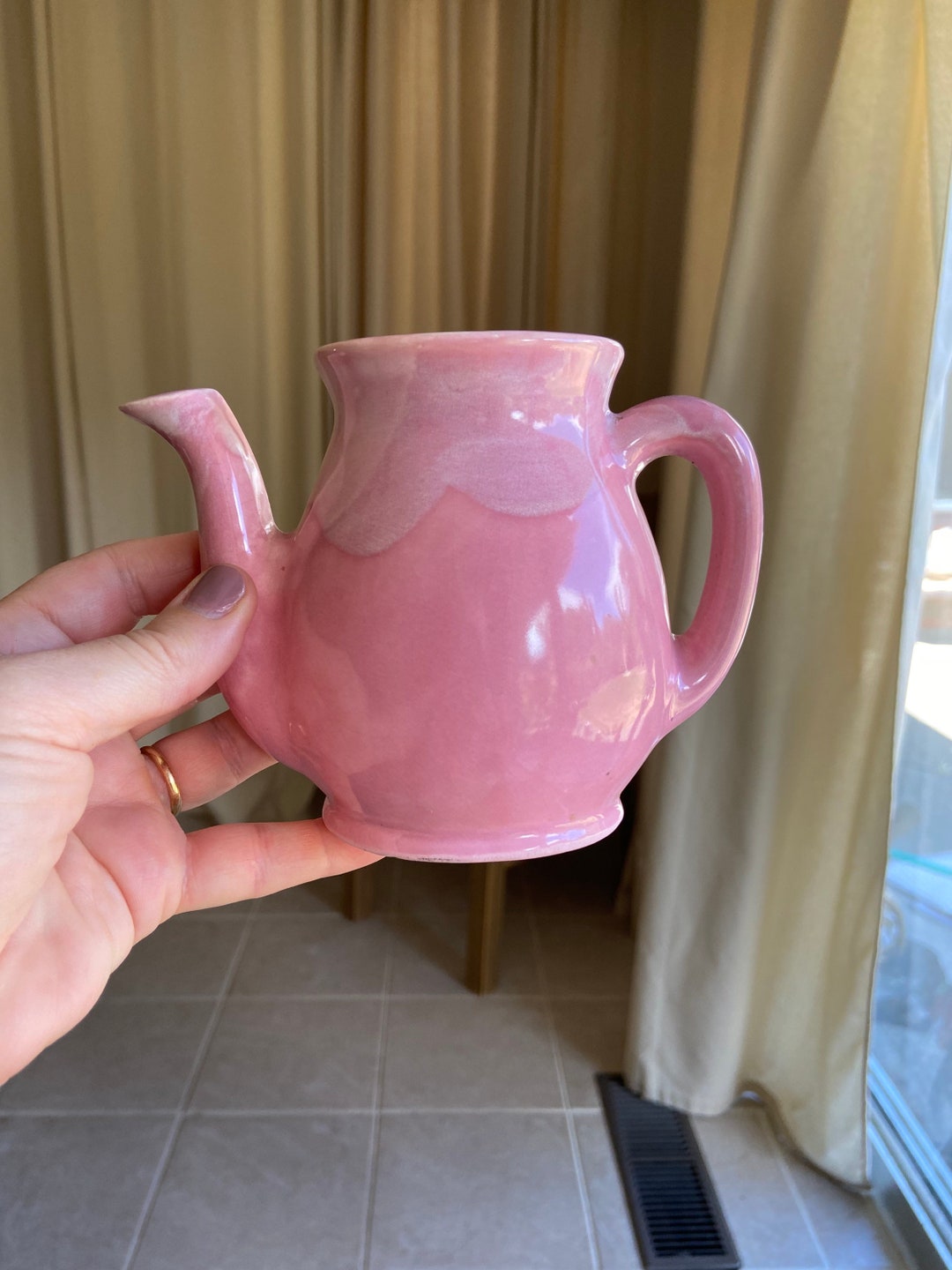 Vintage Pink Teapot Wall Pocket Etsy
