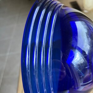 Vintage Cobalt Blue Ribbed Glass Bowl - Etsy