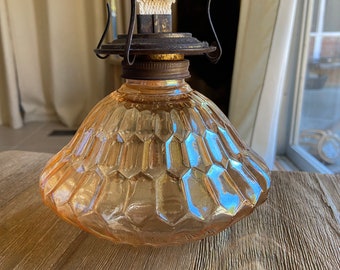 Vintage orange glass oil lamp