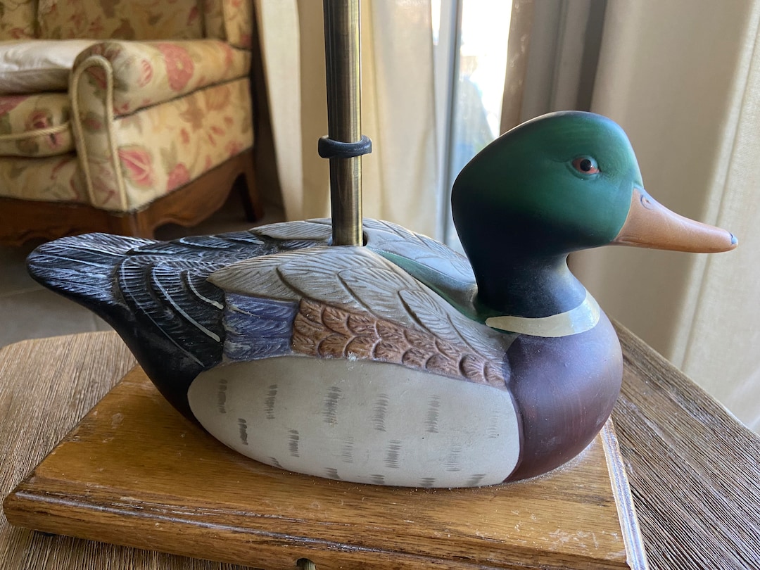 Vintage Ceramic and Wood Duck Lamp Etsy