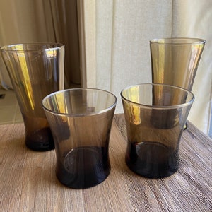 Vintage smoky glass tumblers