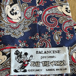Vintage Balancine The Tie Works Mickey Mouse Paisley Silk necktie