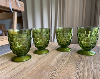 Vintage Whitehall green goblets (4)