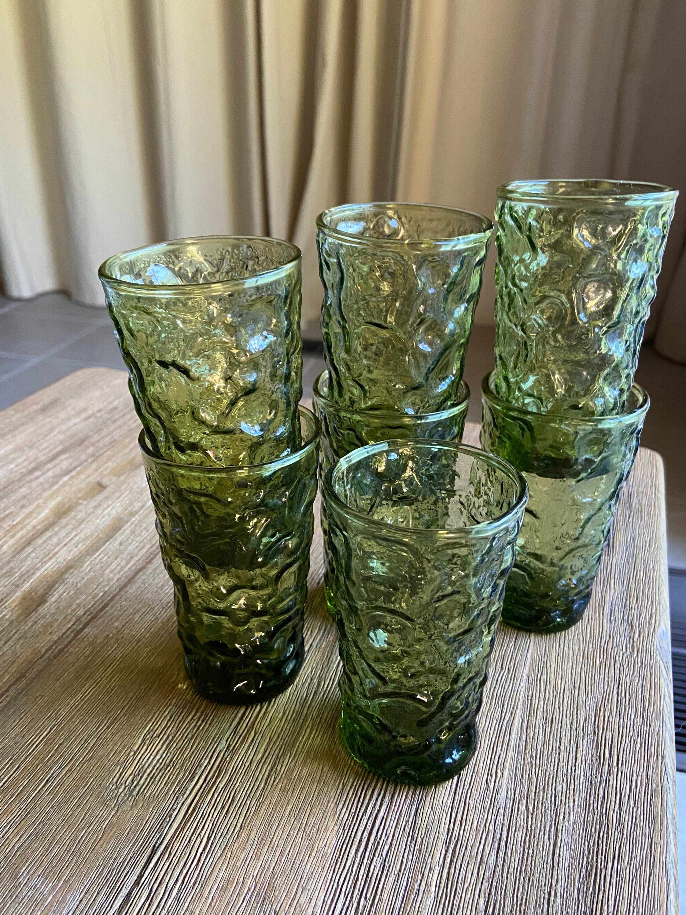 Vintage green glass juice glasses Etsy