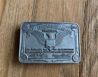 1983 Vintage NRA Leadership Award Freedom Belt Buckle
