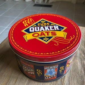 Vintage 1983 Quaker Oats round tin