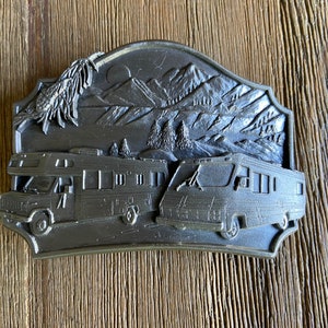 Vintage pewter RVs belt buckle