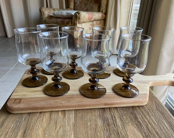 Vintage wine glasses with brown glass (8)