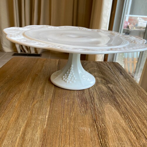 Vintage Milk Glass Cake Stand Etsy