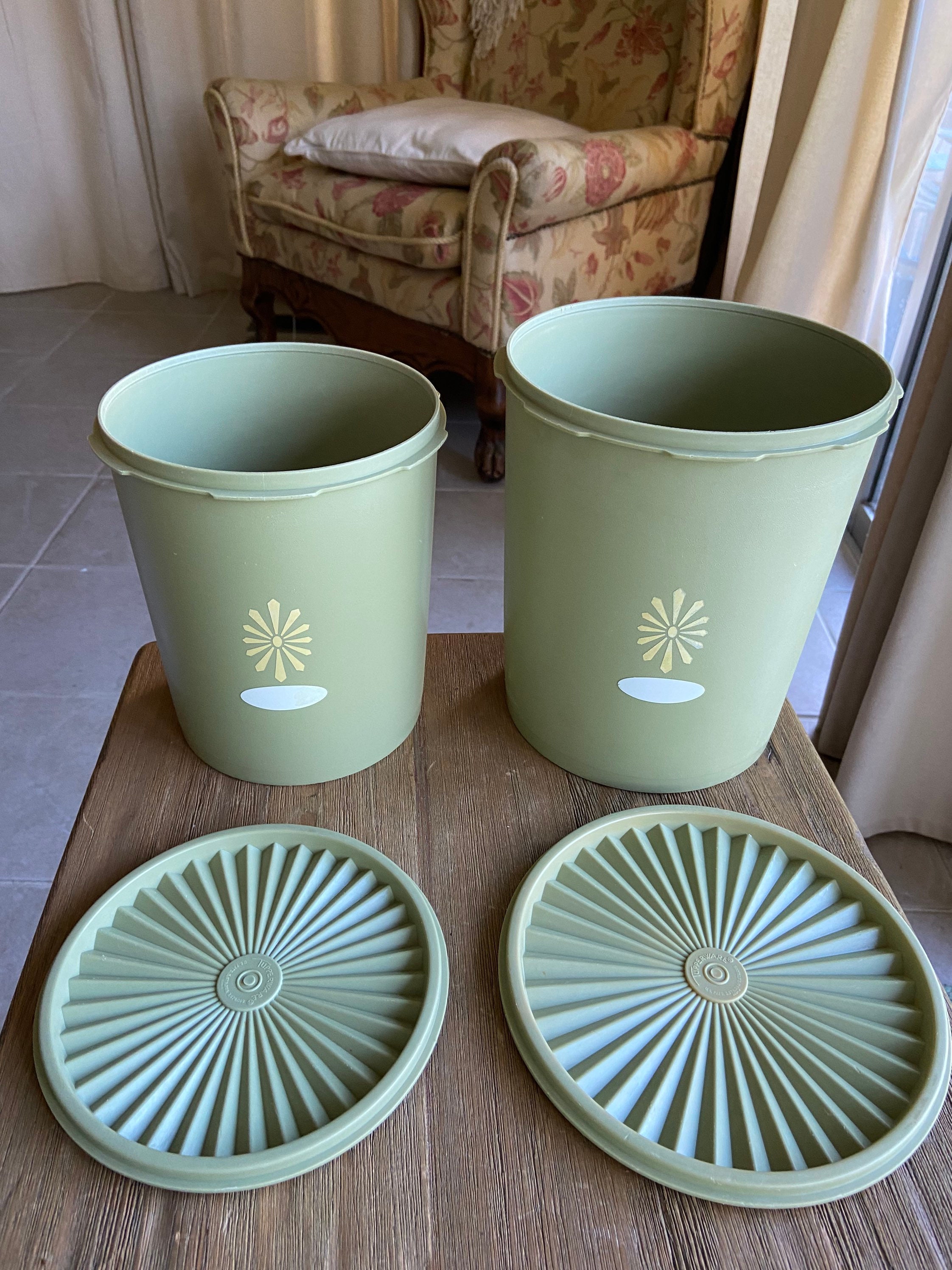 Vintage Nesting Green Tupperware Canisters Etsy