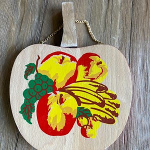 Vintage decorative apple shaped cutting board with knife