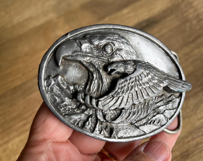 Vintage 1988 Eagle and Hawk Pewter Siskiyou Belt Buckle - Etsy