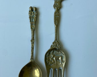 Vintage brass spoon and fork(wall decor )