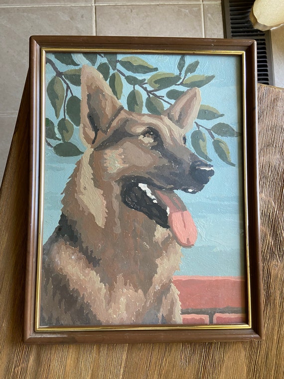 Vintage Framed Paint by Numbers German Shepherd Etsy