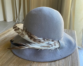 Frank Olive Vintage Wool Hat | 1960s Union Made Navy Wide  display picture 2