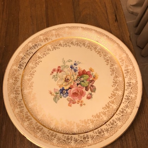 Vintage floral round platter
