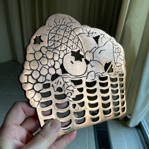 Vintage copper fruit basket trivet