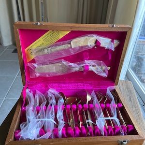 Vintage Thai brass dessert flatware set