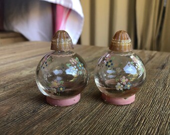 Vintage hand painted glass shakers