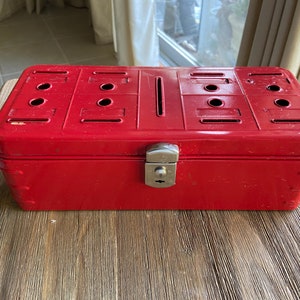 Vintage CLIMAX Red Metal box with slots