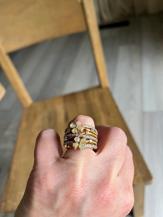 Opal Flowers Statement Cocktail  ring - image 2