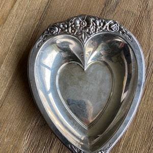 Vintage silver plated heart dish