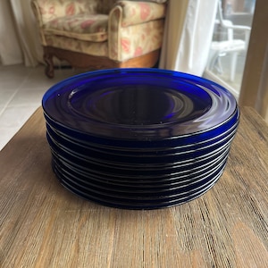 Vintage Cobalt Blue 8 inch plates (12)