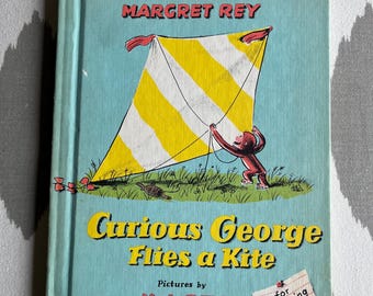Vintage Curious George Flies a Kite hardcover book