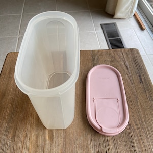 Vintage Tupperware canister with dusty rose pouring lid