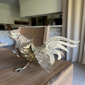 Vintage Sadek Japan rooster brass figurine