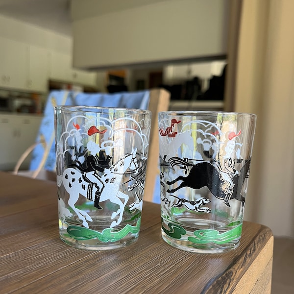 Hunting Scene Glasses Etsy