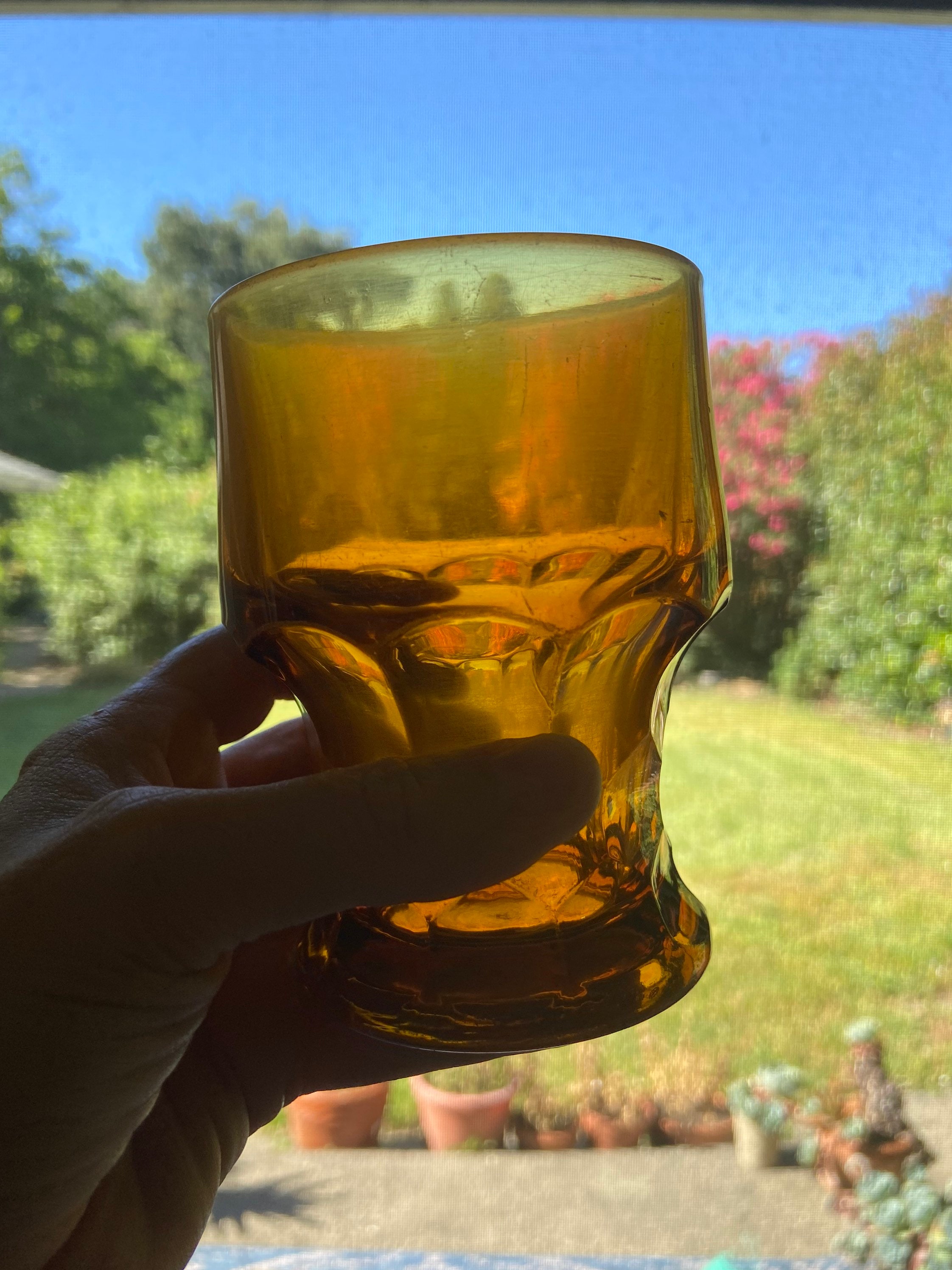 Vintage Amber Glass Tumblers Etsy