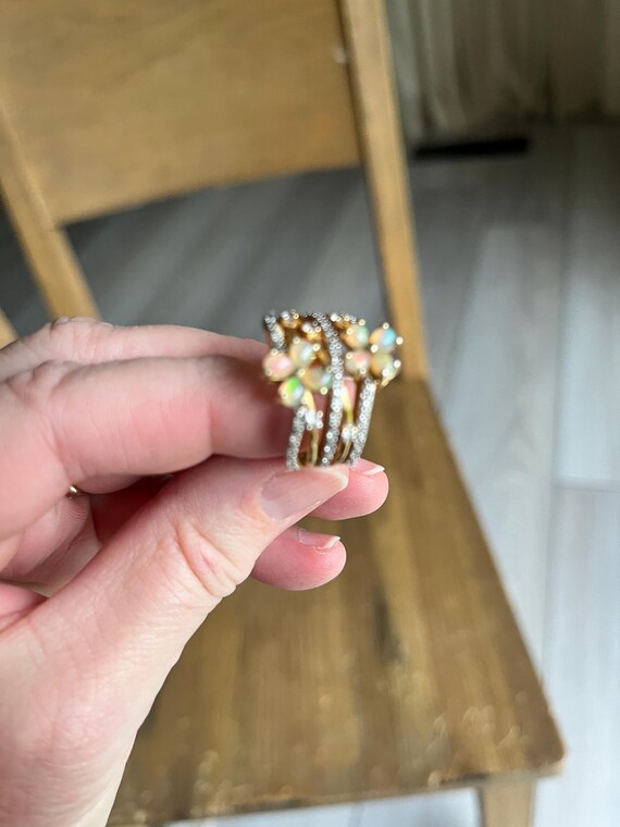 Opal Flowers Statement Cocktail  ring - image 3