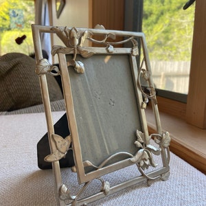 Vintage pewter floral picture frame