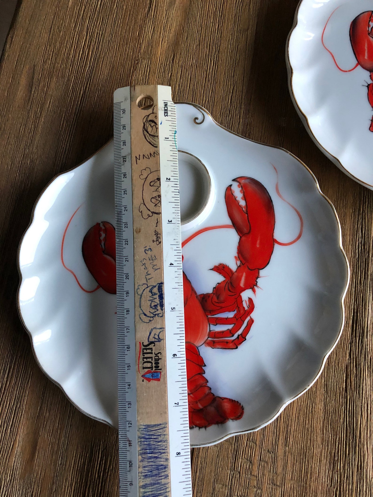 Vintage Lefton Hand Painted Lobster Plates 2 Etsy