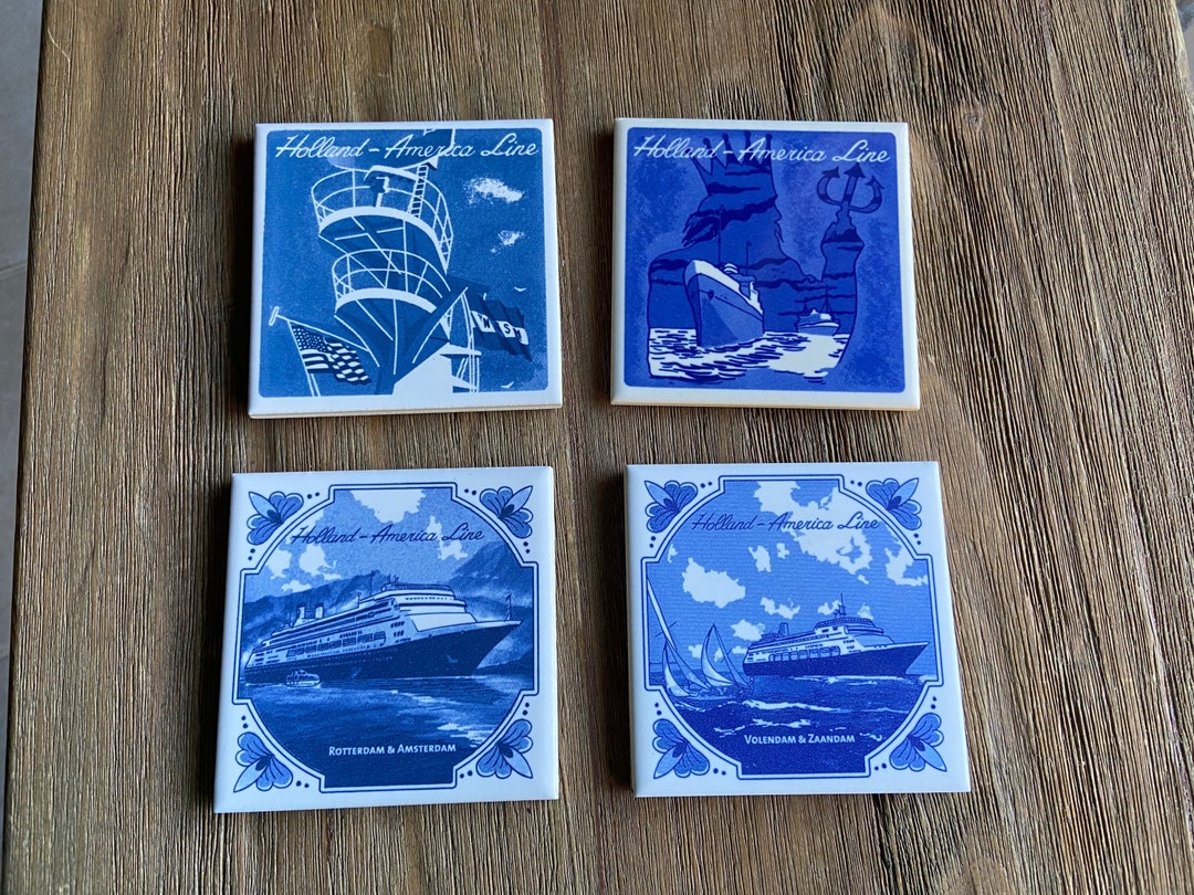 Blue Delft Cruise Line Ceramic Coasters (4) - Etsy