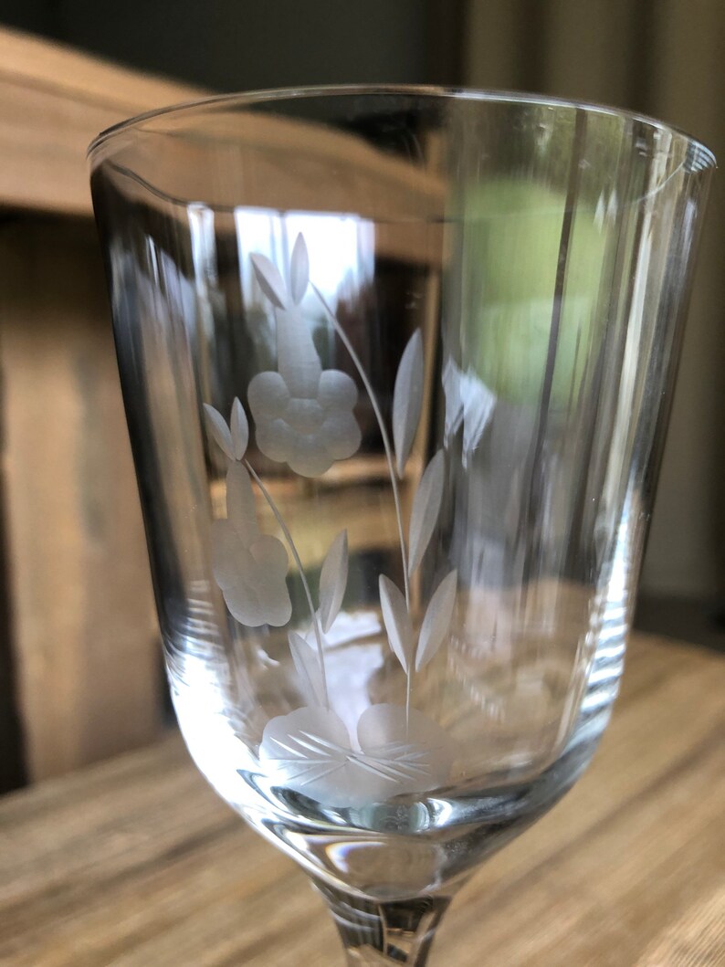 Vintage etched glass flutes