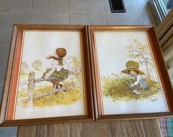 Vintage Holly Hobbie framed wall art (2)