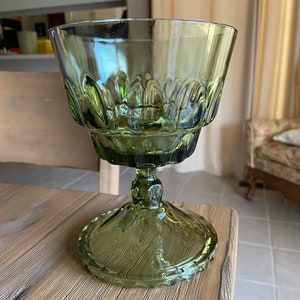 Vintage green glass goblet