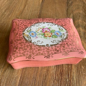Vintage hand painted floral porcelain box