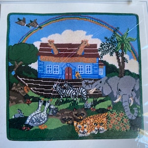 Vintage Noah’s Ark needlepoint kit