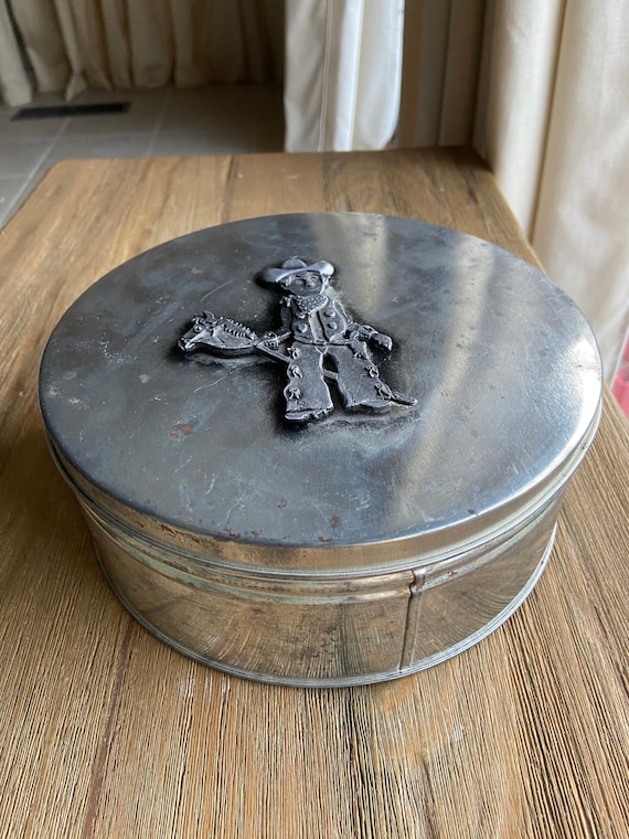 Vintage Metzke Pewter Cowboy Tin - Etsy Denmark