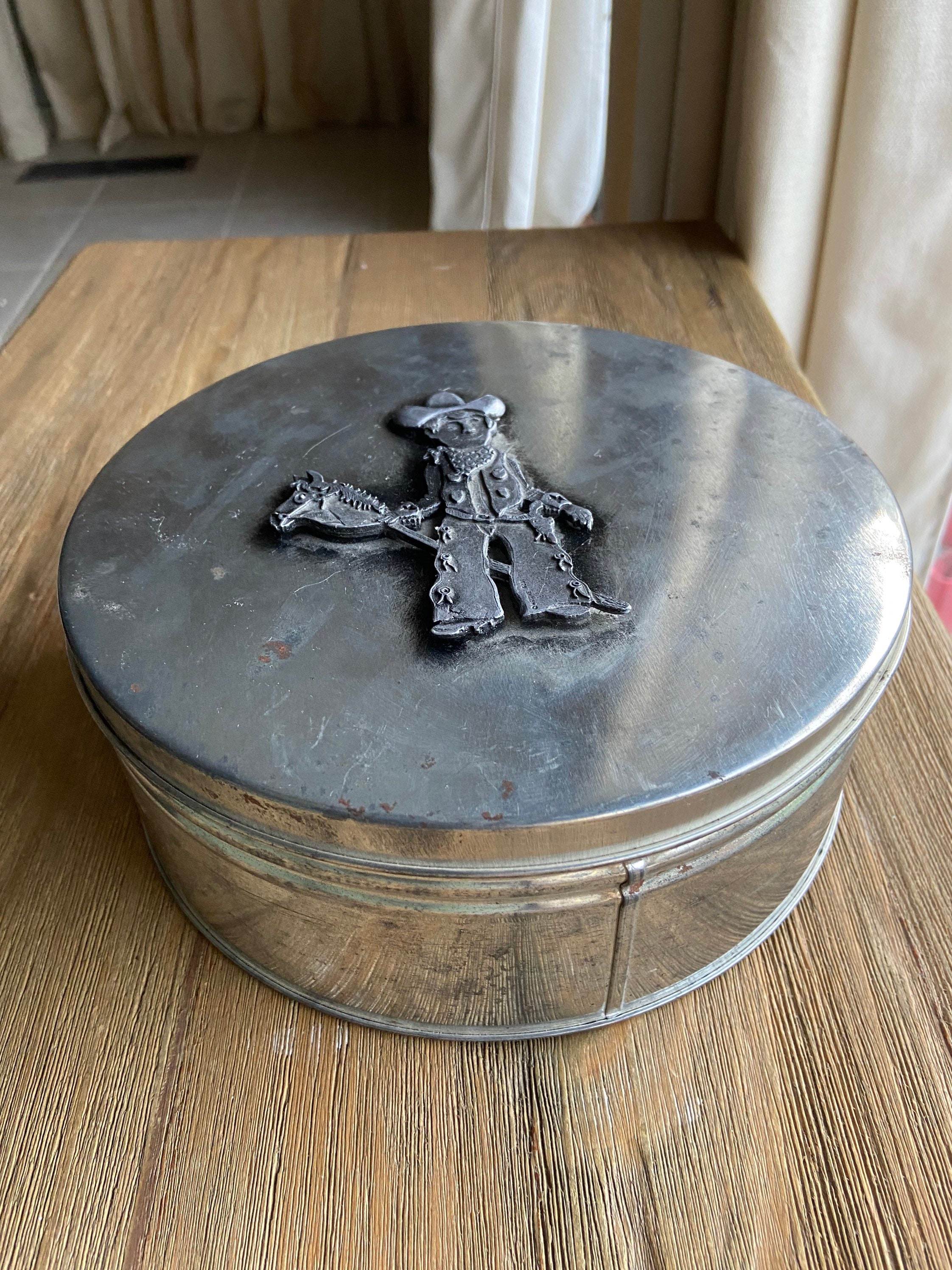 Vintage Metzke Pewter Cowboy Tin - Etsy