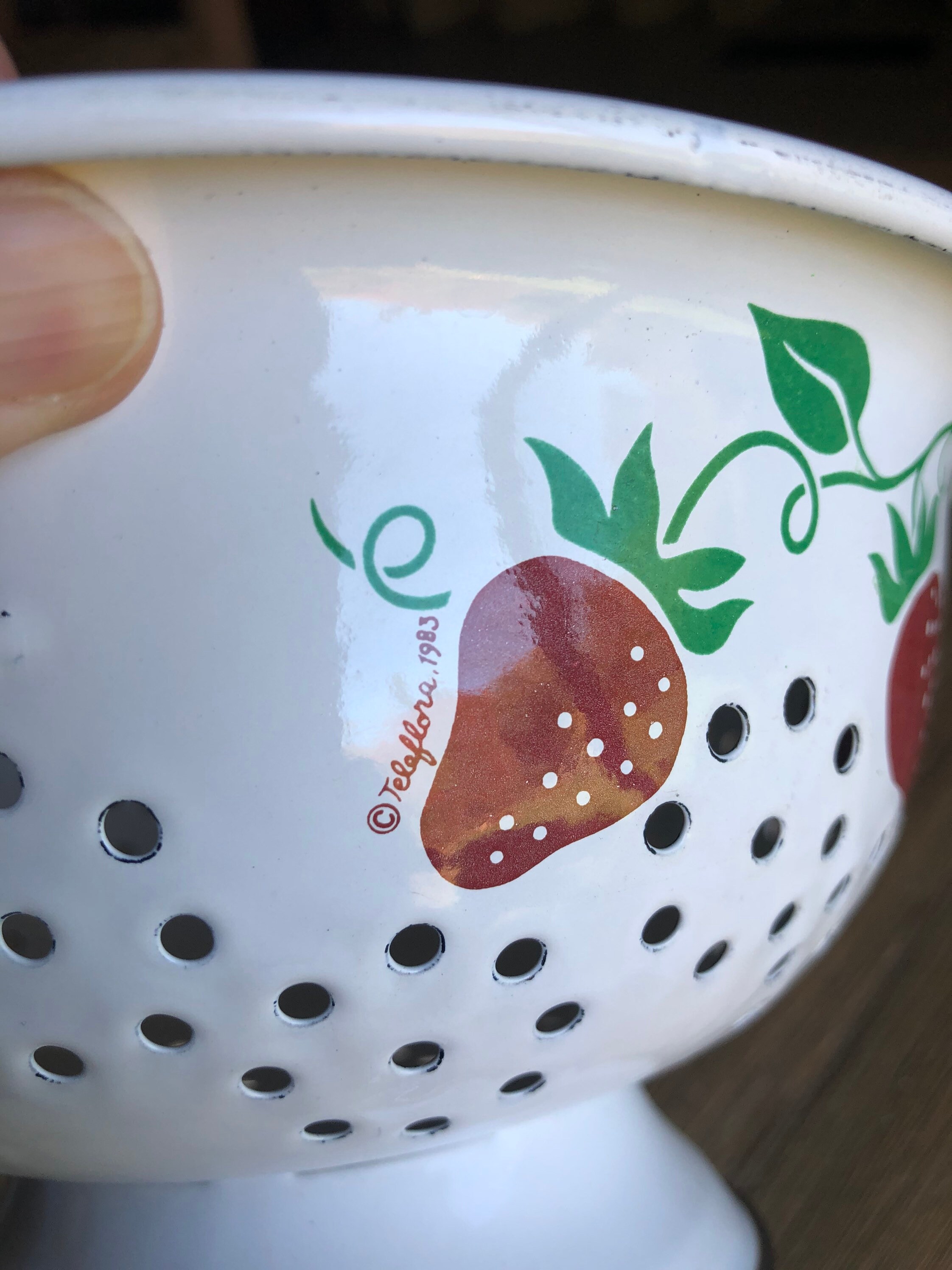 Vintage White Enamel With Strawberries Colander Etsy UK