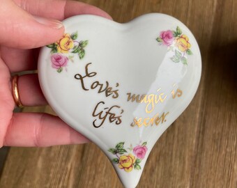 Vintage Lefton heart shaped porcelain box