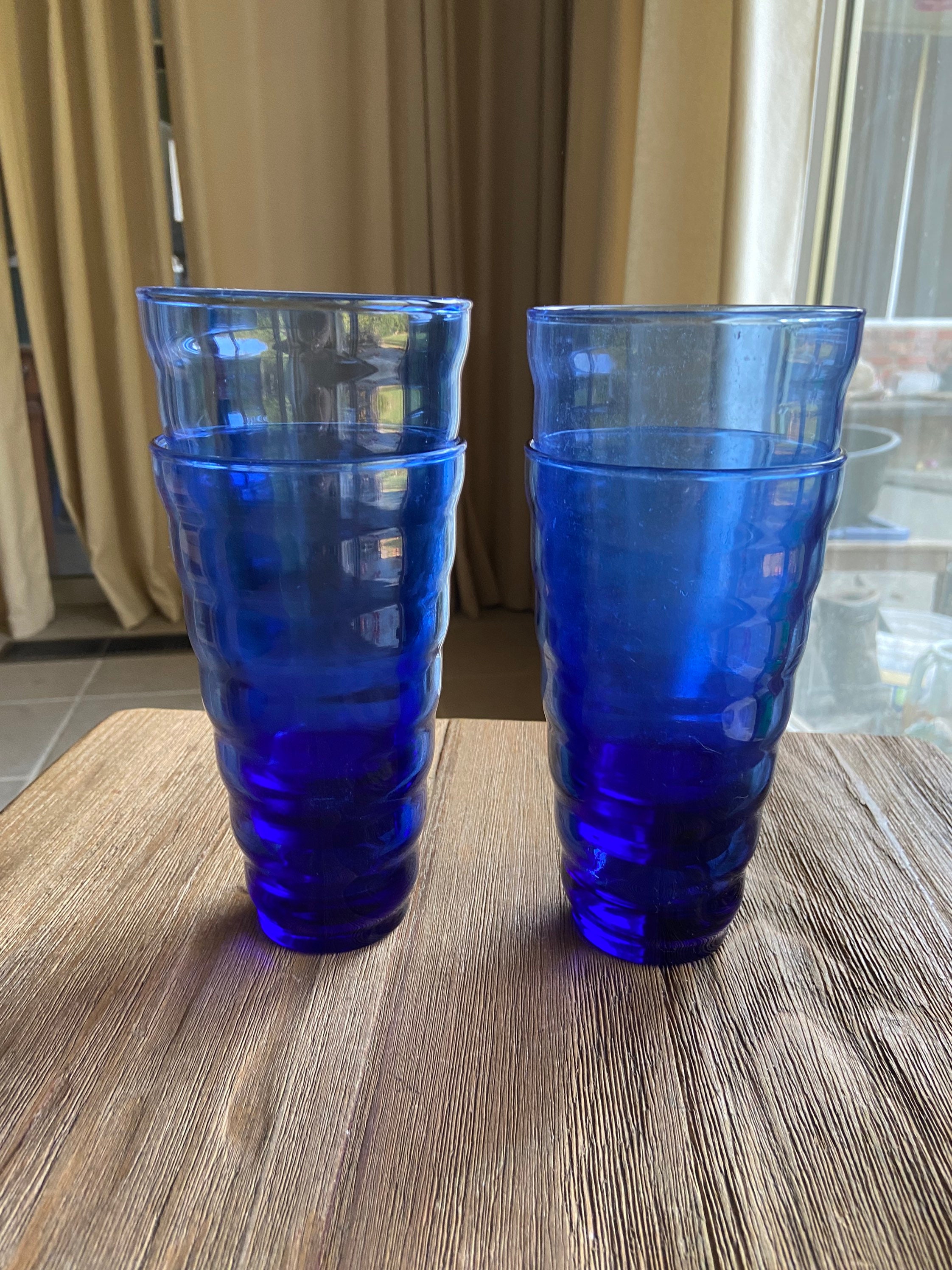 RUNOLIG Vintage Drinking Glasses Ribbed Glassware Aesthetic Cups，For Iced  Coffee,Juice,Beer,Beverage,Water-320ml