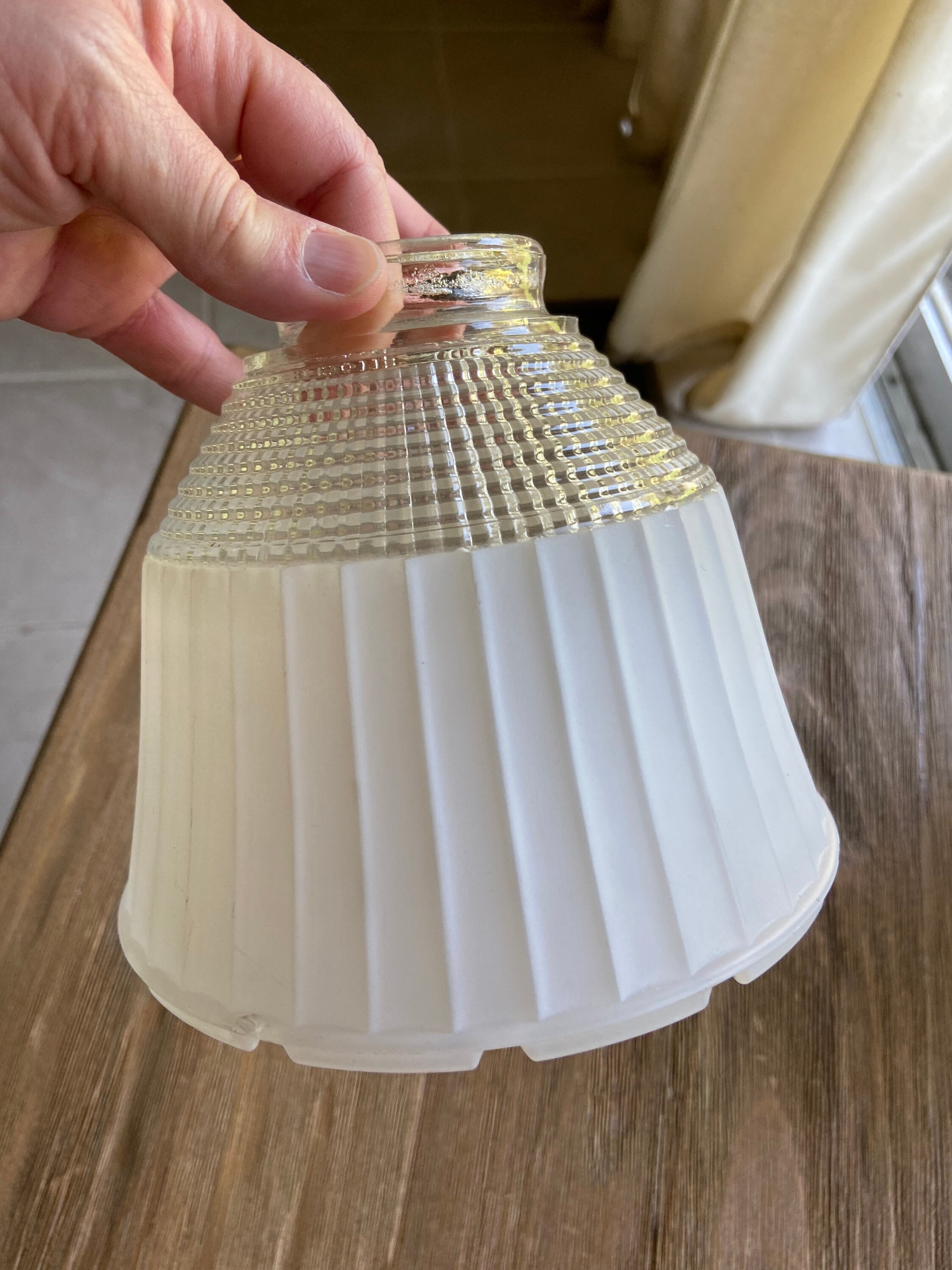 Vintage Frosted Glass Light Fixture Etsy
