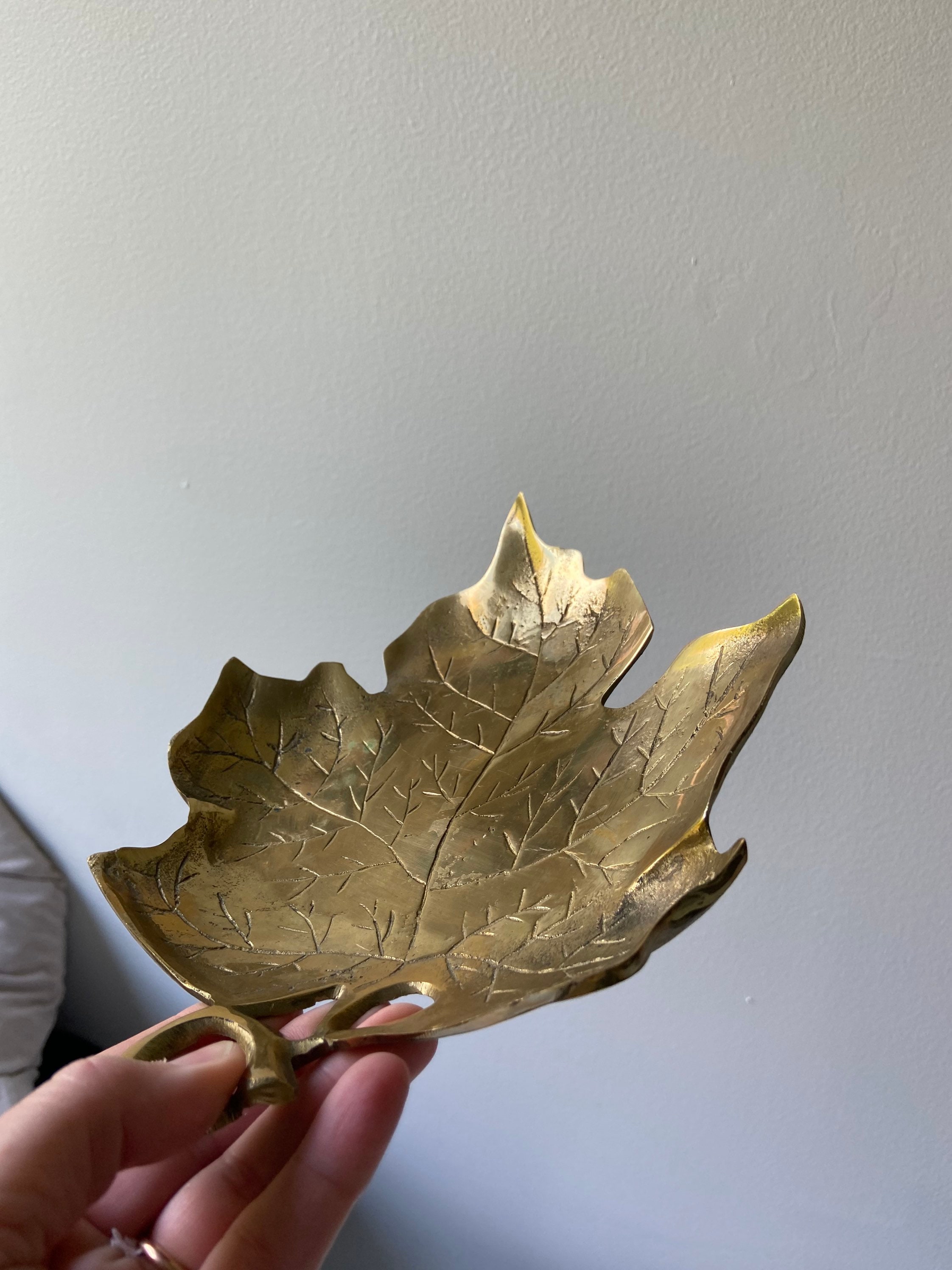 Vintage Brass Leaf Dish Etsy